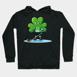 St Patrick's Day Irish Shamrock Ice Hockey Player Hoodie